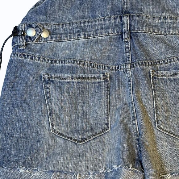 Silent New‎ York Denim Overall Shorts Distressed Med Wash Size 27 Boho Festival - Picture 9 of 15